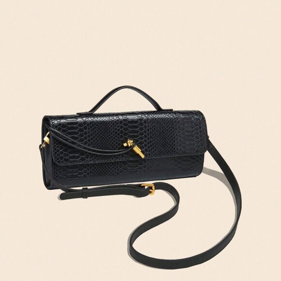 Black Preppy Women's Envelope Handbag - Picture 2 of 8